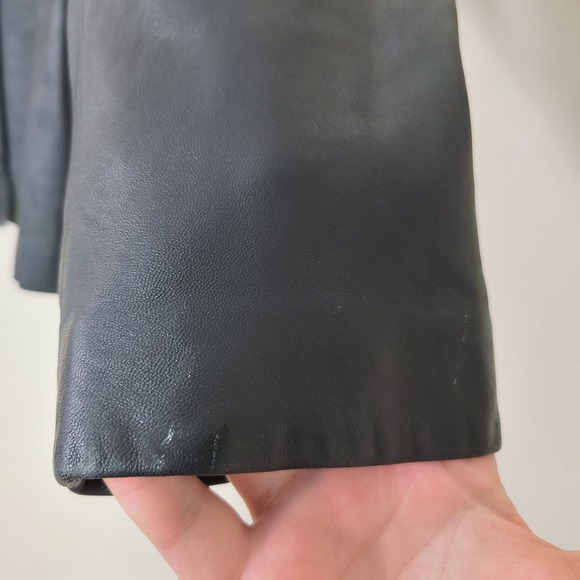 Tibor Black Leather Womens M Jacket Biker Moto Grunge Y2K Streetwear Retro Edgy - Picture 3 of 15